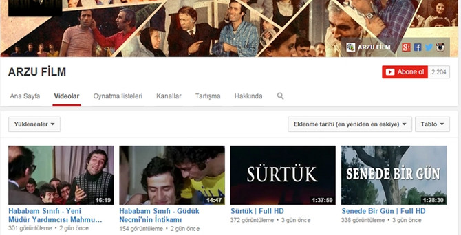 Yeşilçam filmleri HD kaliteyle YouTube'da