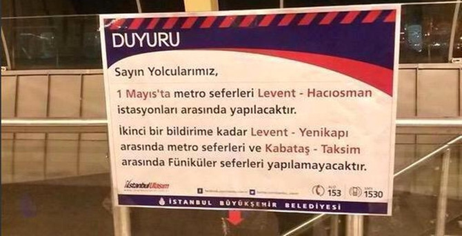 1 Mayıs'ta bu metrolar çalışmayacak