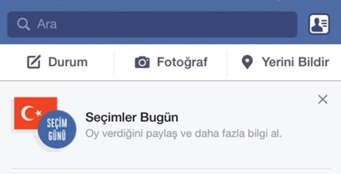 Facebook'tan 'Oy Veriyorum' butonu