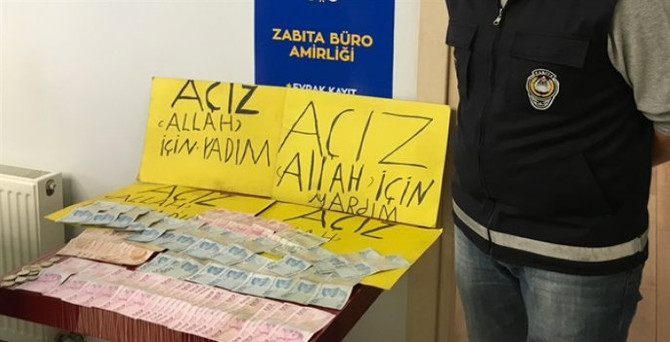 Dilencinin üzerinden 4 bin 500 lira çıktı