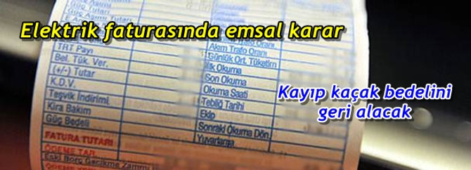 Elektrik faturasında emsal karar