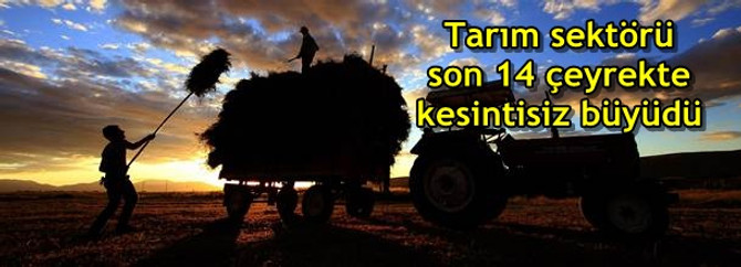 Tarım sektörü, son 14 çeyrekte kesintisiz büyüdü