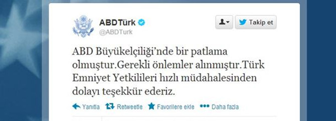 Elçilikten tweetle teşekkür