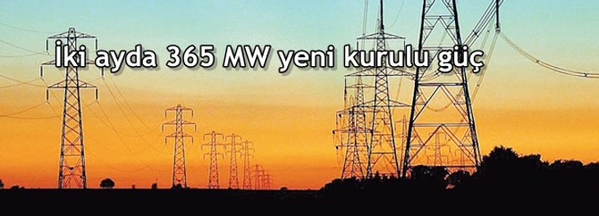 İki ayda 365 MW yeni kurulu güç