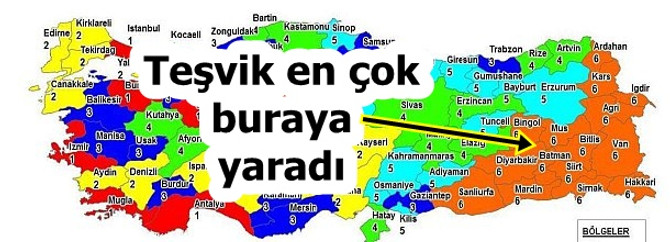 Teşvik 6. bölgeye yaradı