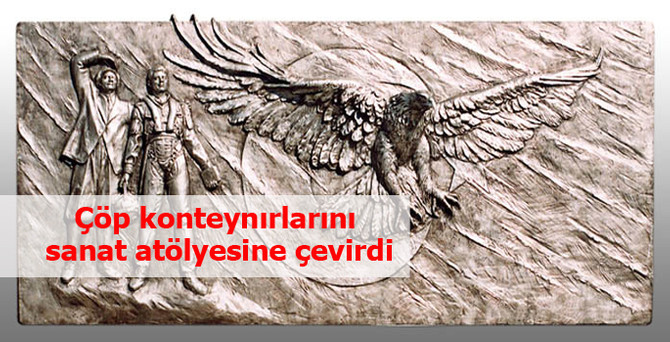 Çöp konteynırlarını sanat atölyesine çevirdi