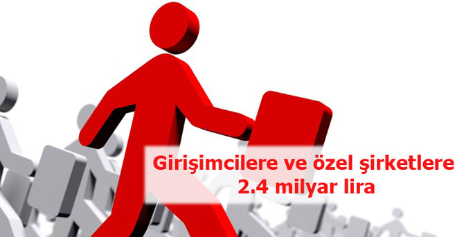 Girişimcilere ve özel şirketlere 2.4 milyar lira