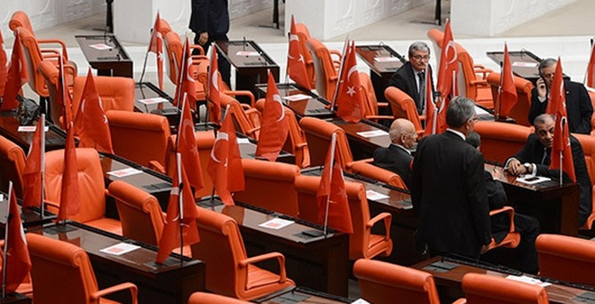 Meclis'te Türk bayraklı protesto
