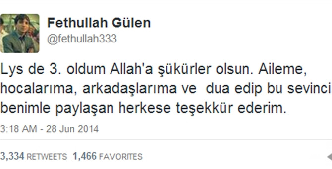 Fethullah Gülen, Türkiye 3.'sü oldu