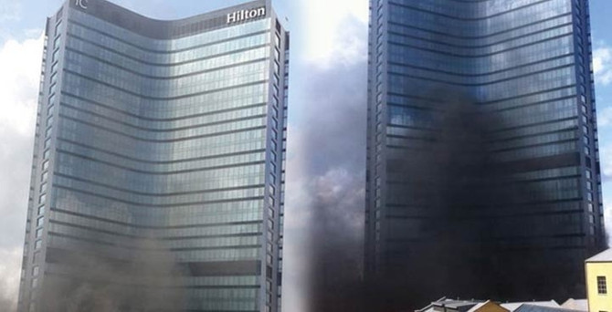 Hilton Otel'de korkutan yangın