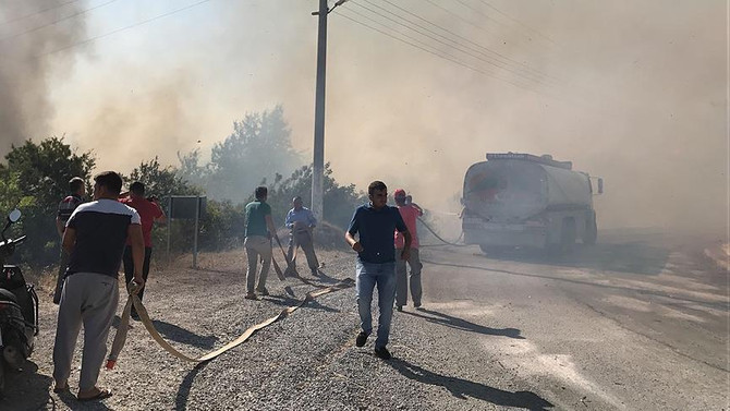 Alanya'da villalar bölgesinde yangın çıktı
