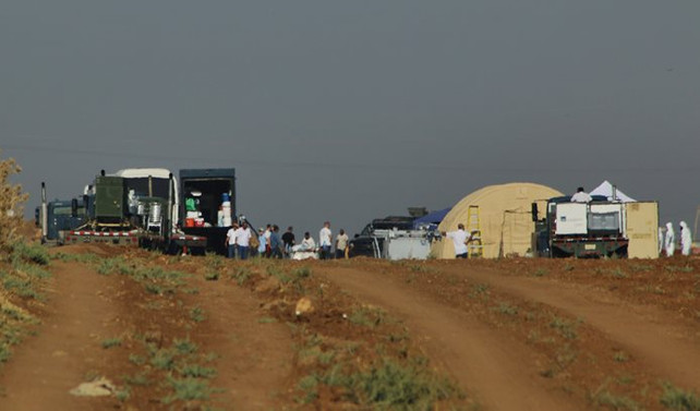 Şanlıurfa'da düşen İHA'nın enkazı kaldırılıyor