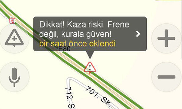 Sürücülere Yandex üzerinden uyarı