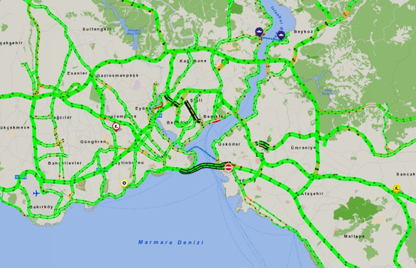 İstanbul'da trafik yoğunluğu yüzde 1