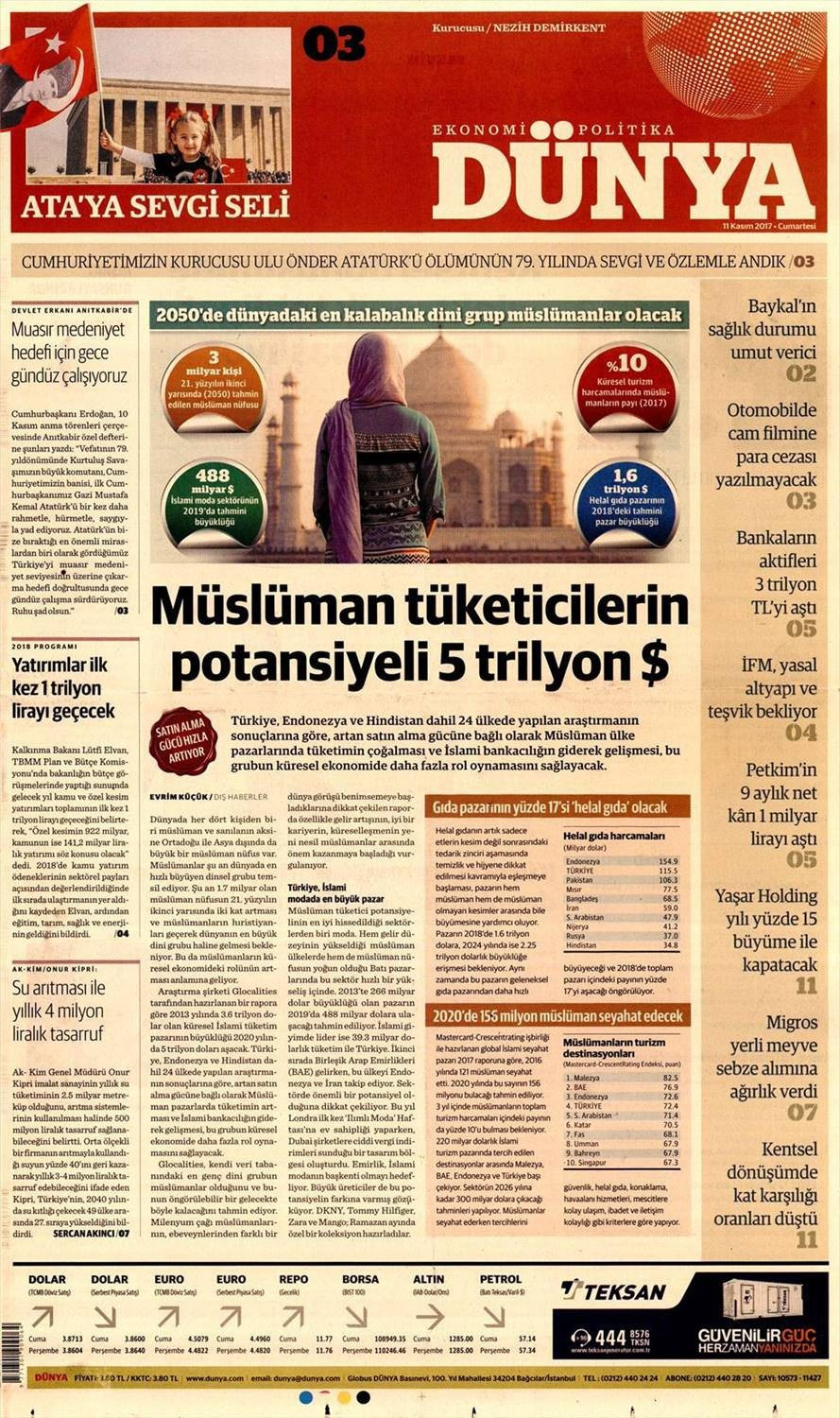 Günün gazete manşetleri (11 Kasım 2017) - Sayfa 1