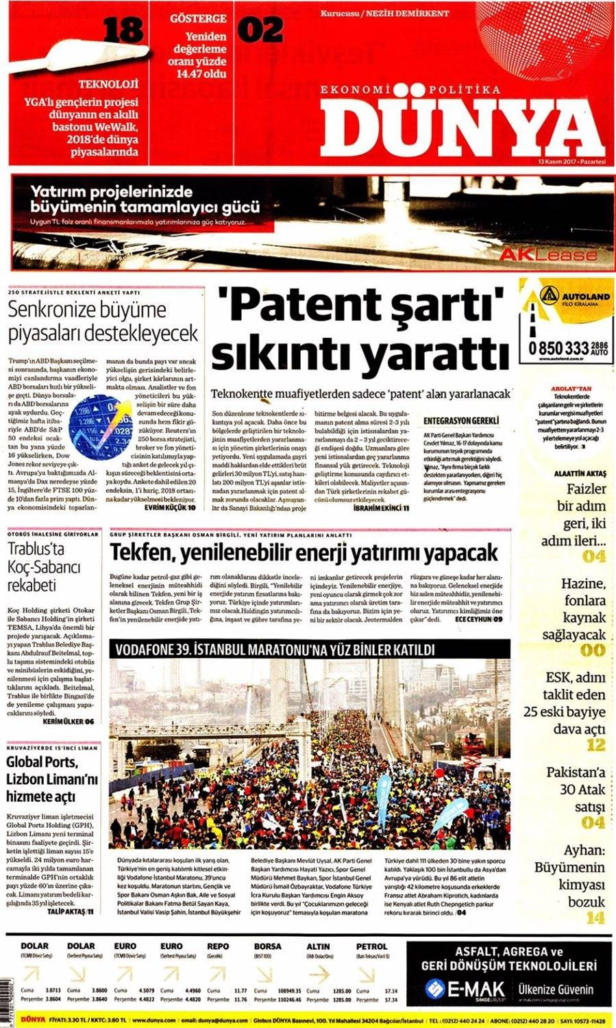Günün gazete manşetleri (13 Kasım 2017) - Sayfa 1
