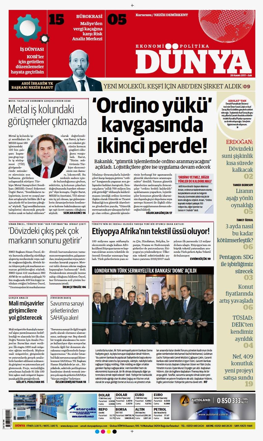 Günün gazete manşetleri (28 Kasım 2017) - Sayfa 1