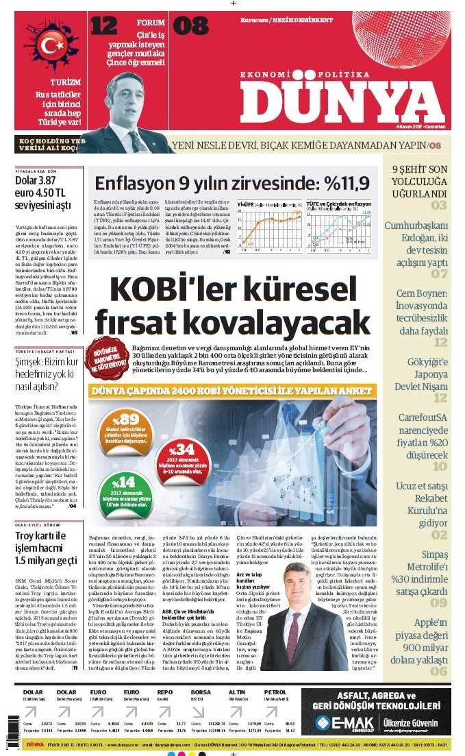 Günün gazete manşetleri (4 Kasım 2017) - Sayfa 1