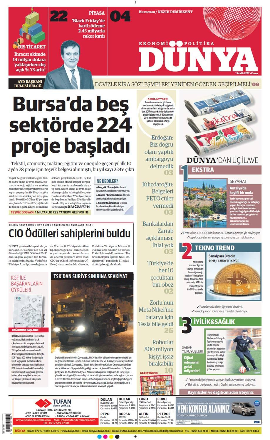 Günün gazete manşetleri (1 Aralık 2017) - Sayfa 1