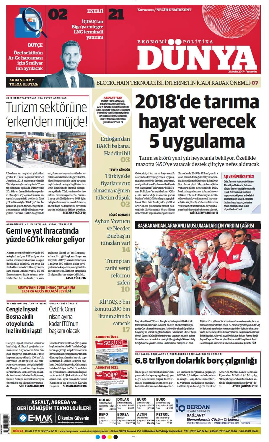 Günün gazete manşetleri (21 Aralık 2017) - Sayfa 1