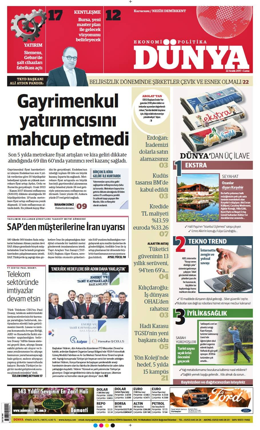 Günün gazete manşetleri (22 Aralık 2017) - Sayfa 1