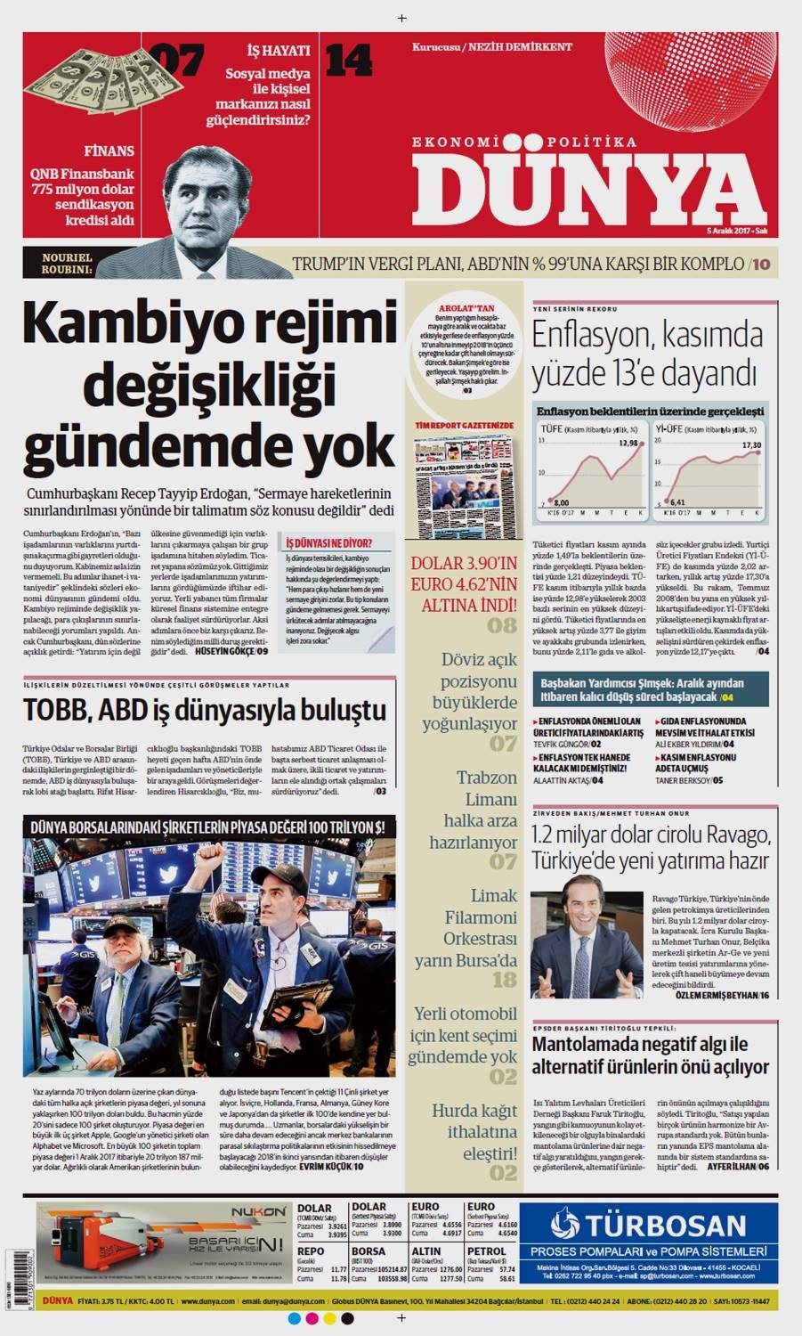Günün gazete manşetleri ( 5 Aralık 2017) - Sayfa 1