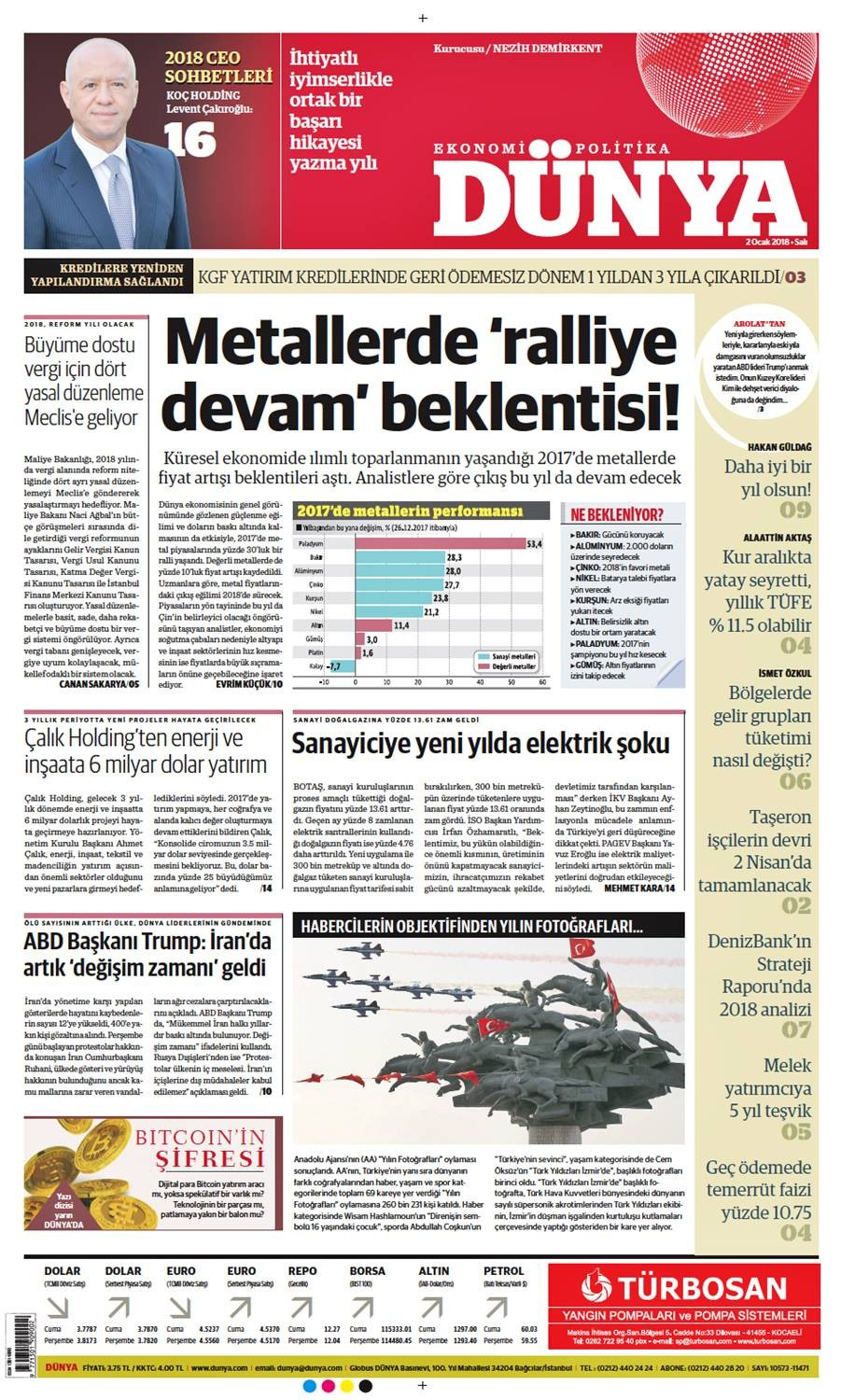 Günün gazete manşetleri (2 Ocak 2018) - Sayfa 1