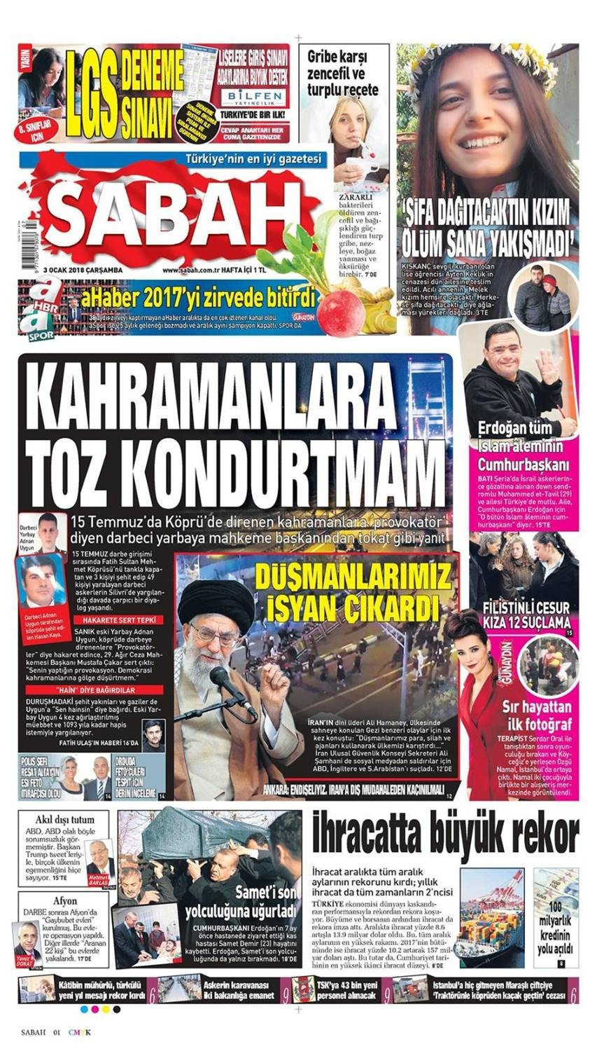 Günün gazete manşetleri (3 Ocak 2018) - Sayfa 3