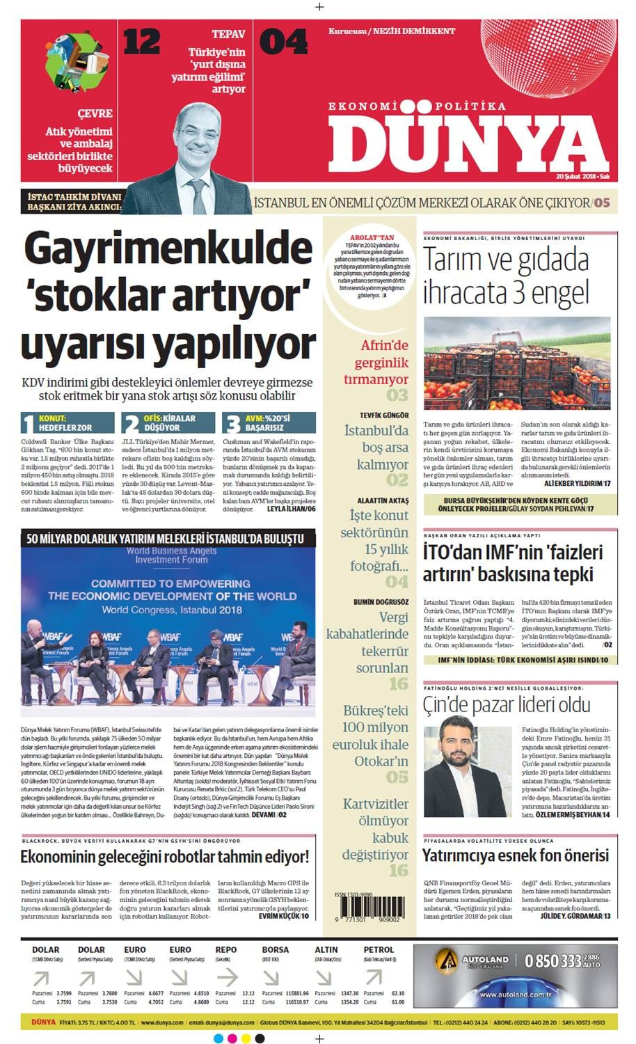 Günün gazete manşetleri (20 Şubat 2018) - Sayfa 1