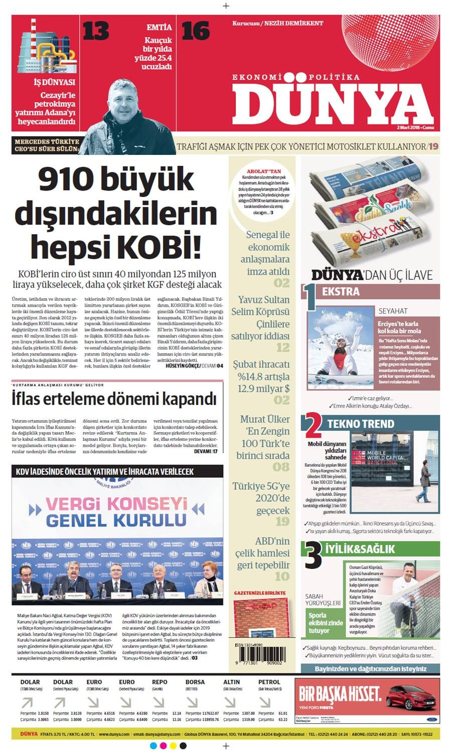 Günün gazete manşetleri (2 Mart 2018) - Sayfa 1