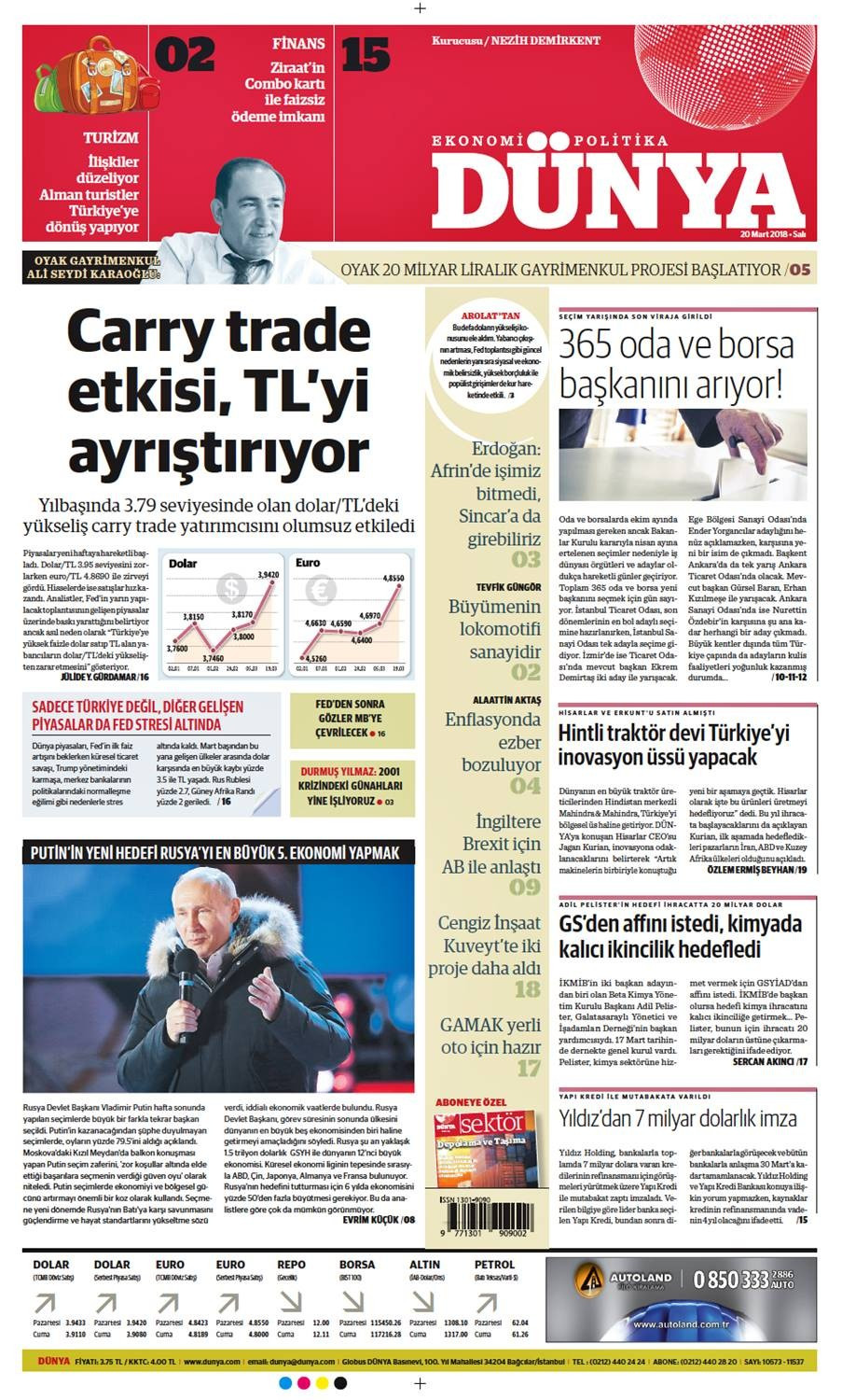 Günün gazete manşetleri (20 Mart 2018) - Sayfa 1