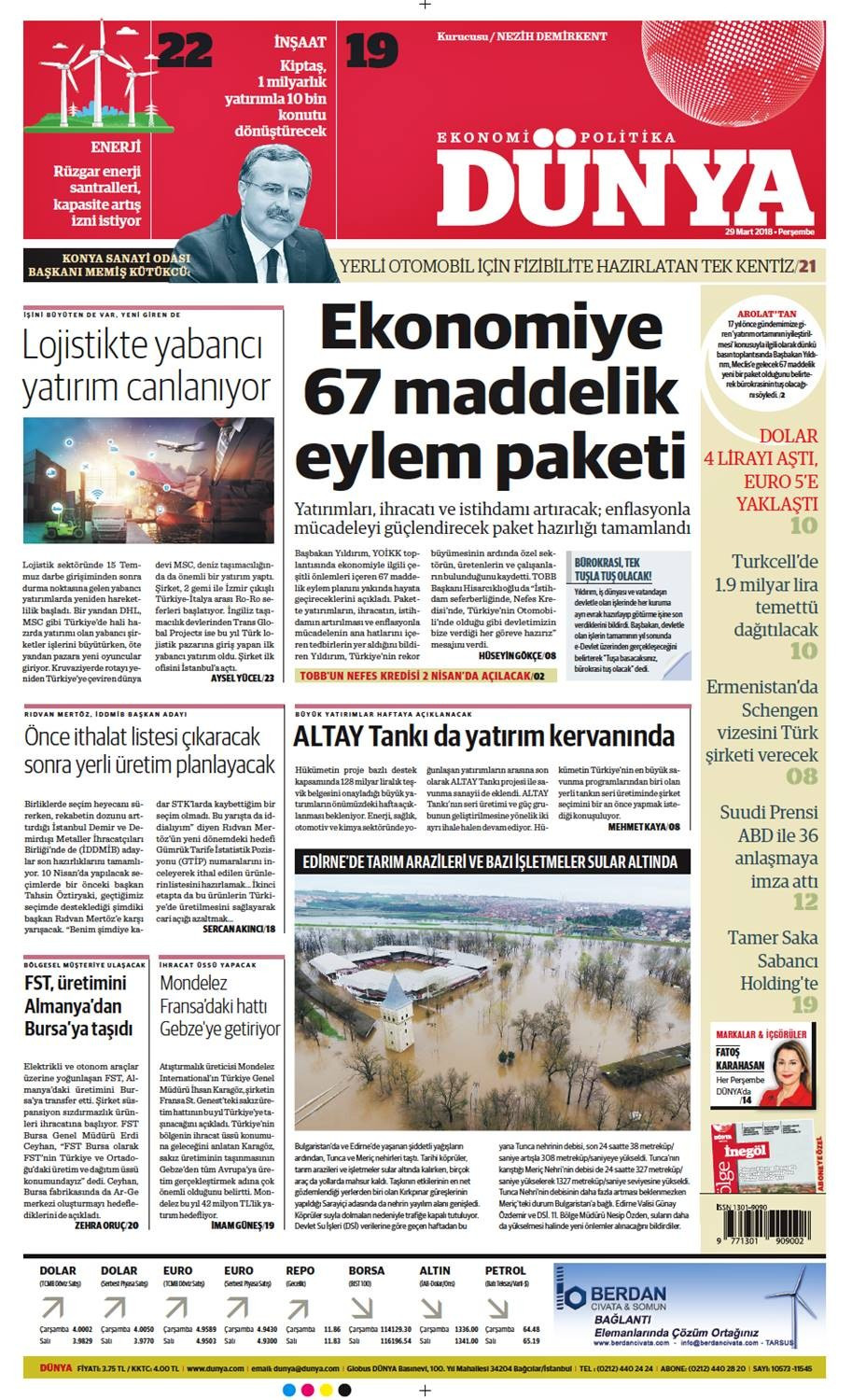 Günün gazete manşetleri (29.03.2018) - Sayfa 1