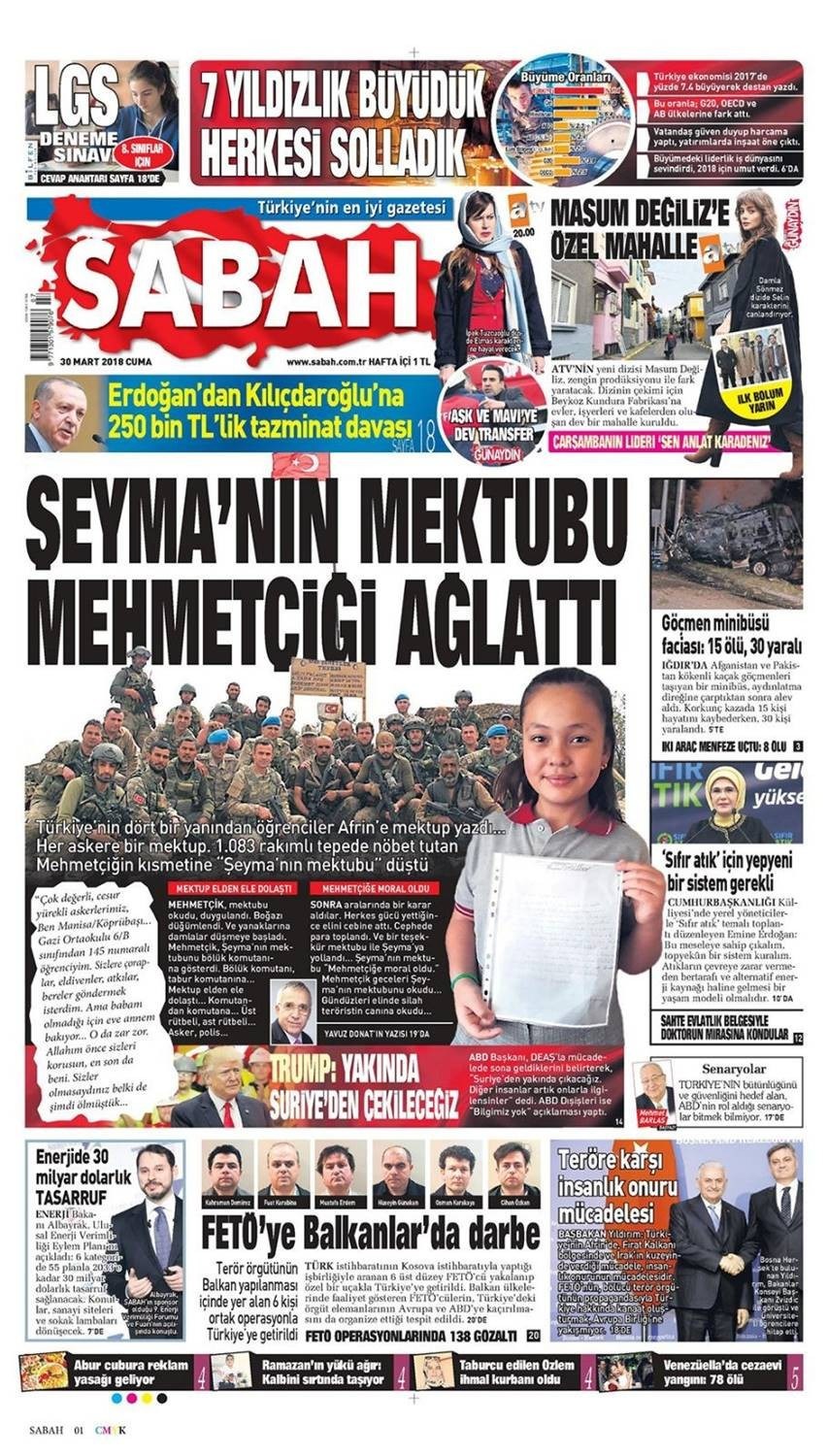 Günün gazete manşetleri (30 Mart 2018) - Sayfa 3