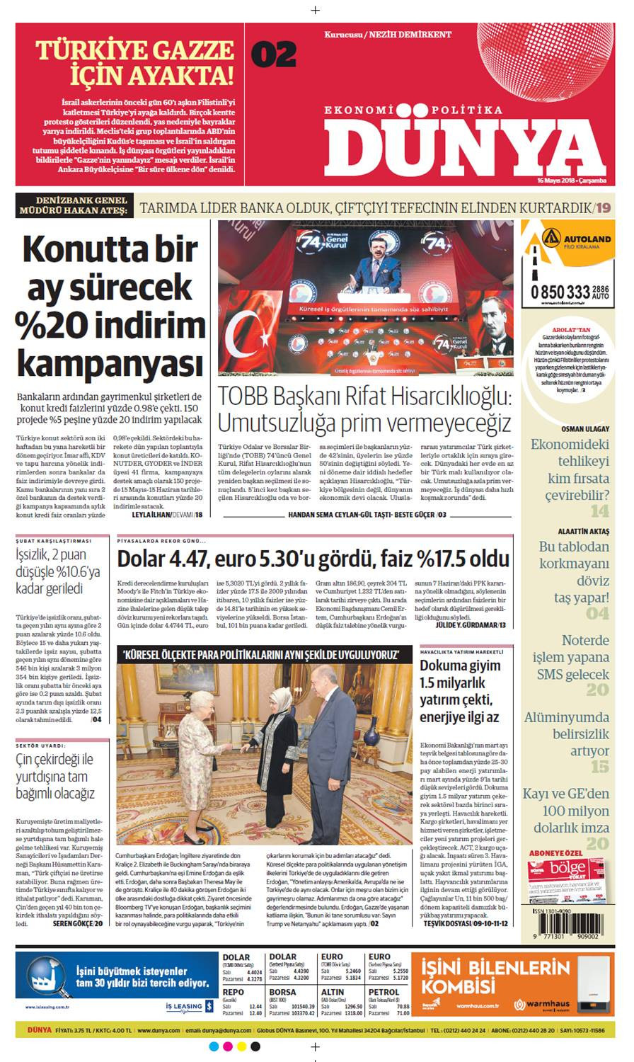 Günün gazete manşetleri (16 Mayıs 2018) - Sayfa 1