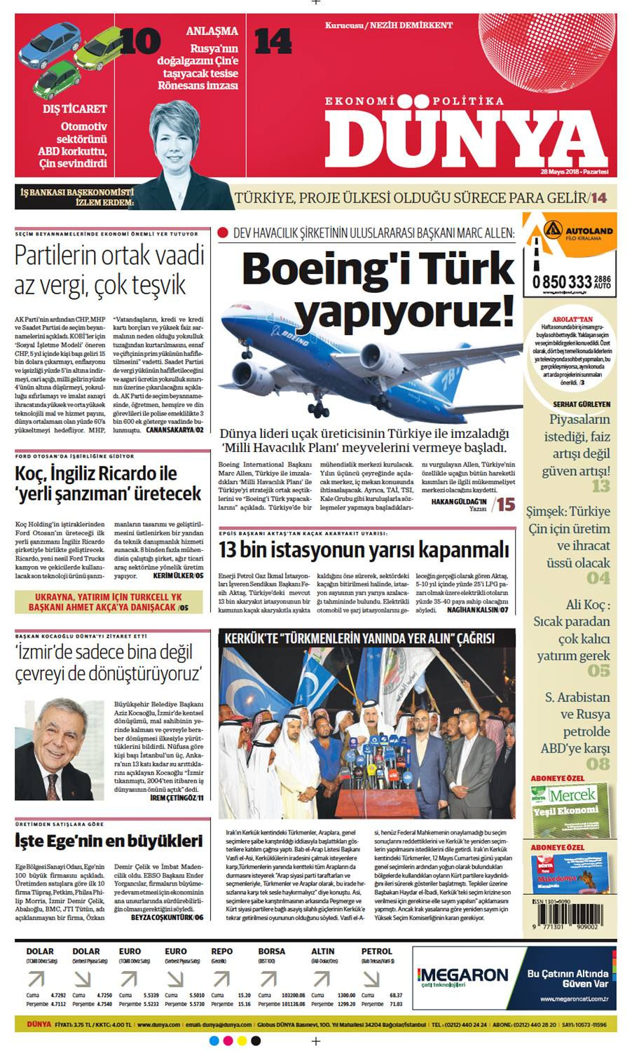 Günün gazete manşetleri (28 Mayıs 2018) - Sayfa 1