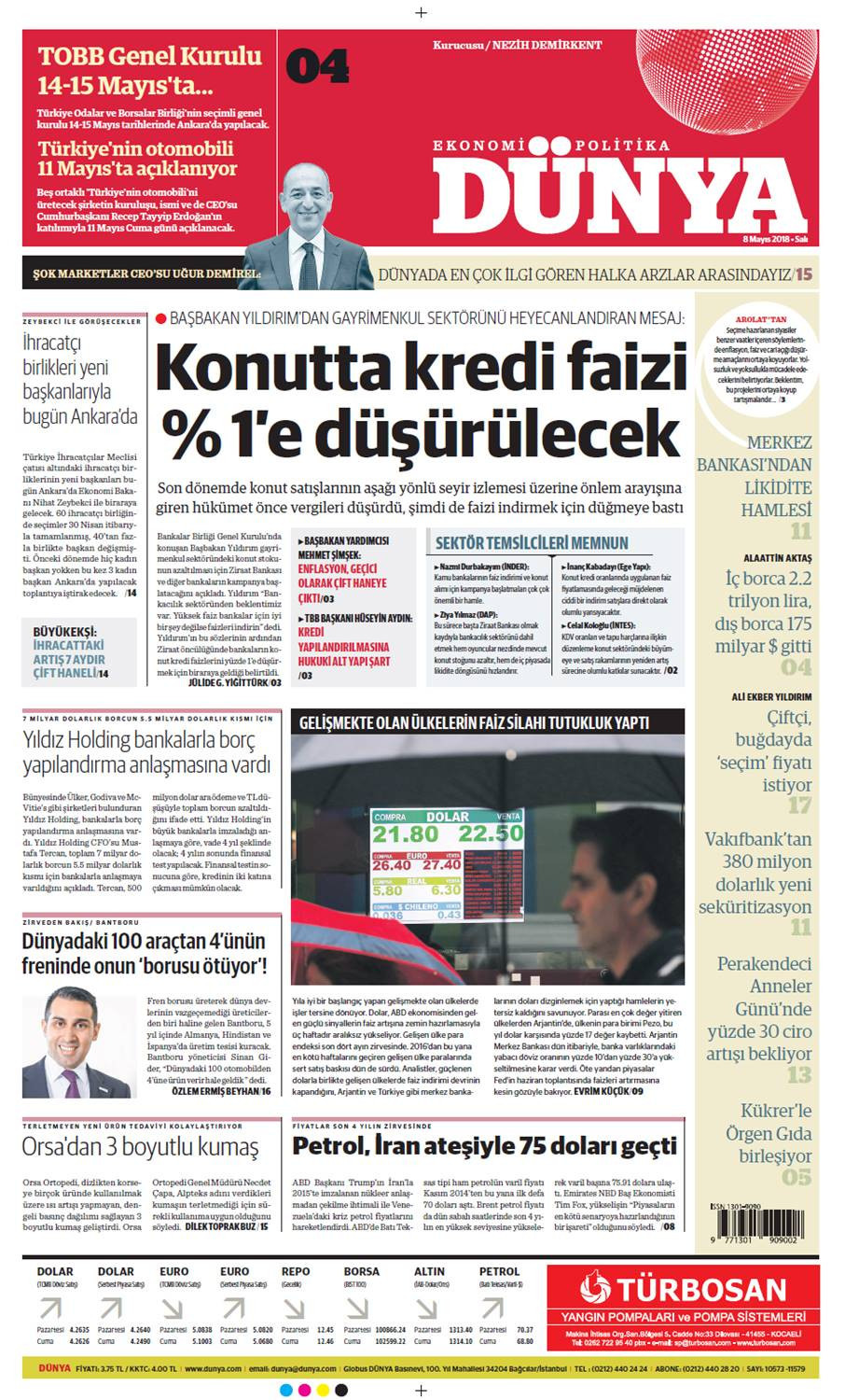 Günün gazete manşetleri (8 Mayıs 2018) - Sayfa 1