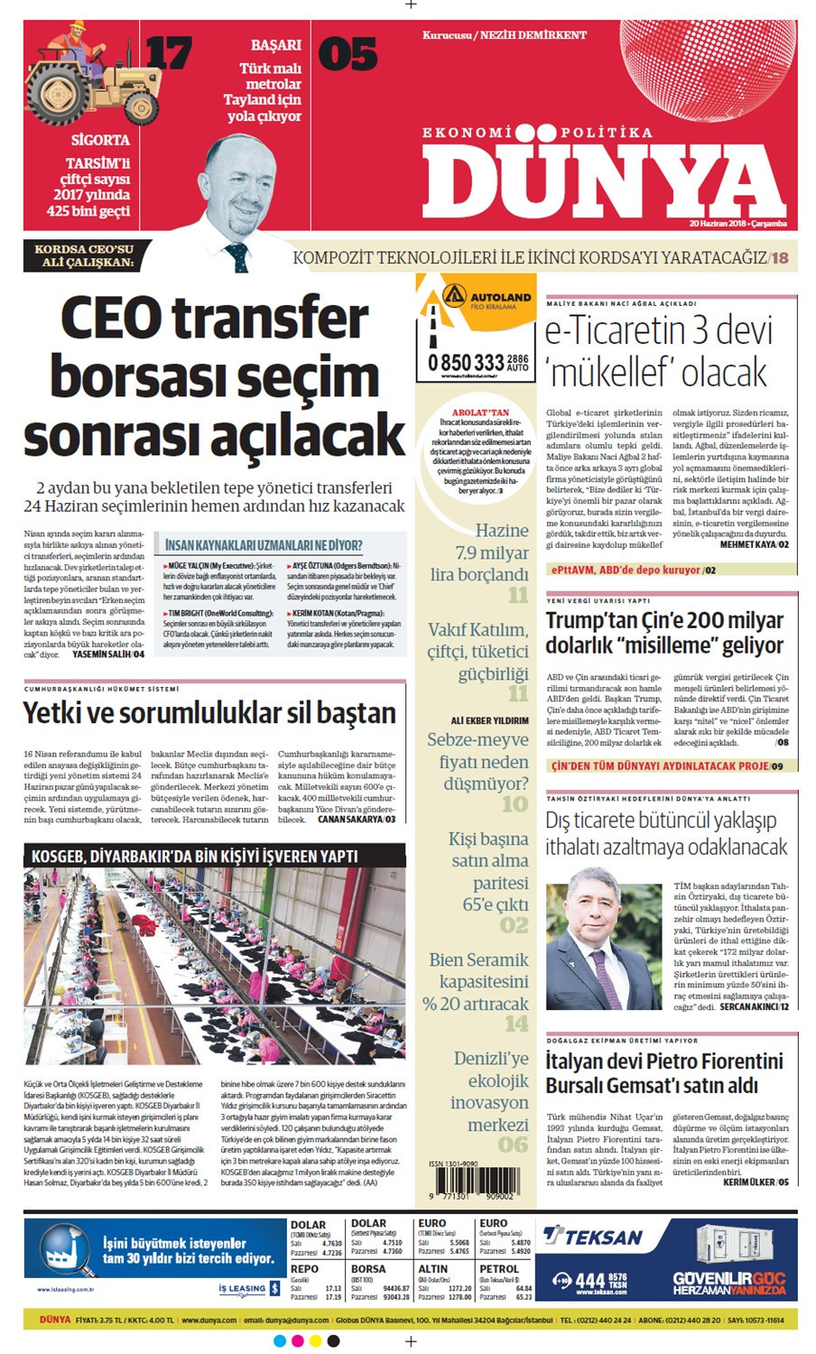 Günün gazete manşetleri (20 Haziran 2018) - Sayfa 1