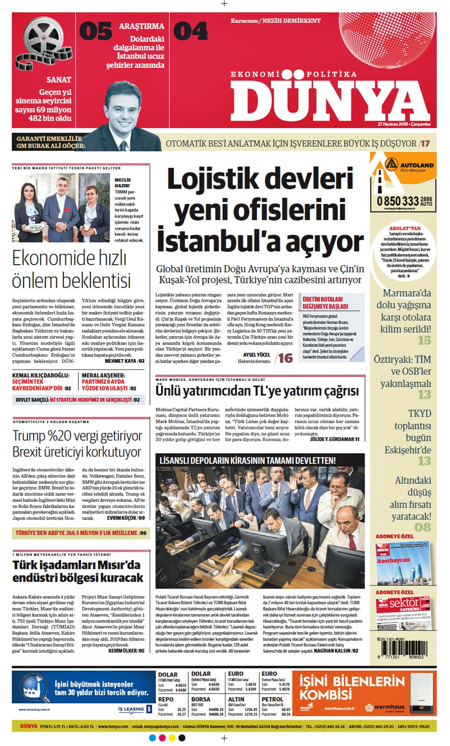 Günün gazete manşetleri (27 Haziran 2018) - Sayfa 1
