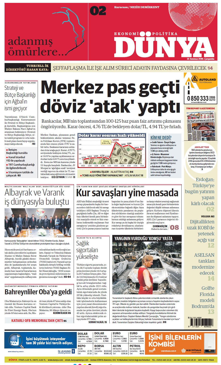 Günün gazete manşetleri (25 Temmuz 2018) - Sayfa 1
