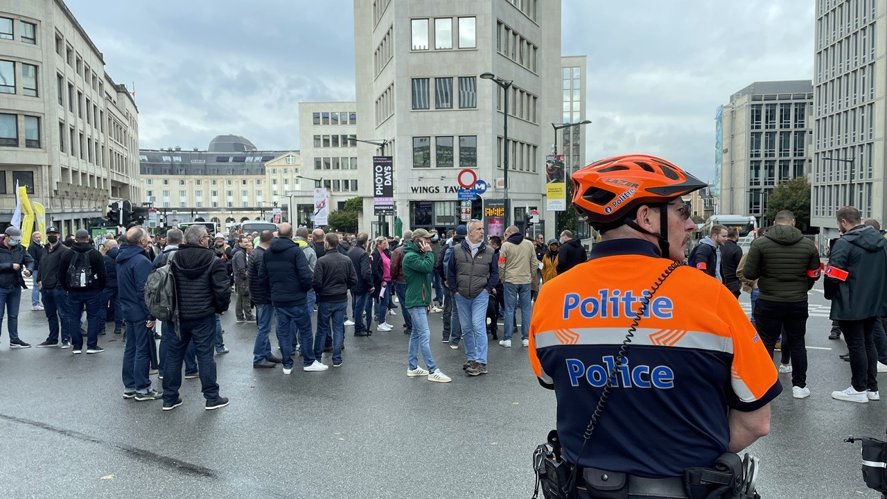 Belçika'da polisler eylem düzenledi
