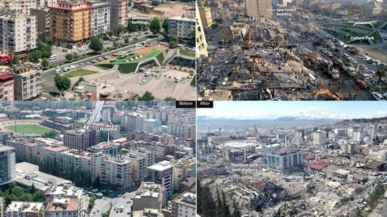 Kahramanmaraş'ta depremden öncesi ve depremden sonrası... Büyük yıkım gözler önüne serildi - Sayfa 2