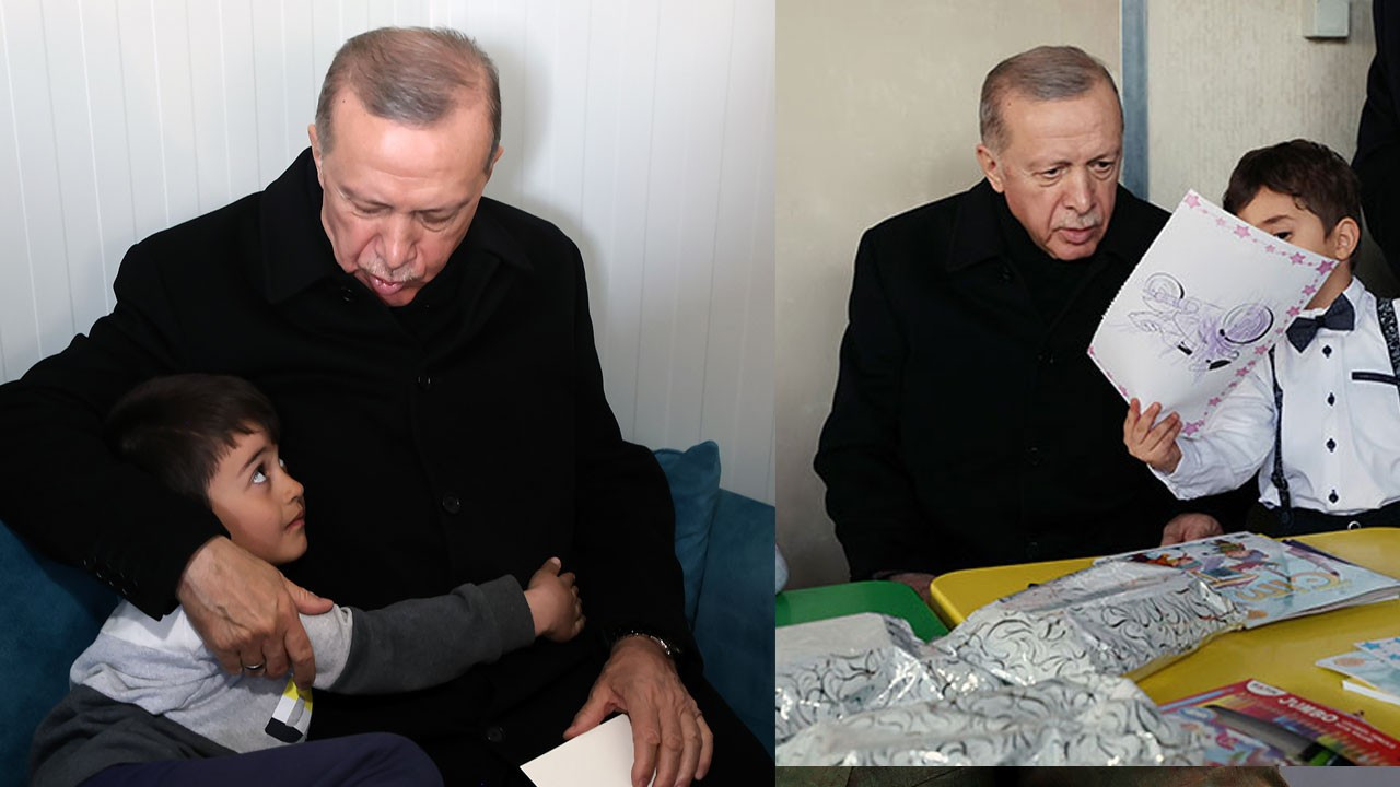 Erdoğan ve Bahçeli depremzede çocukları ziyaret etti