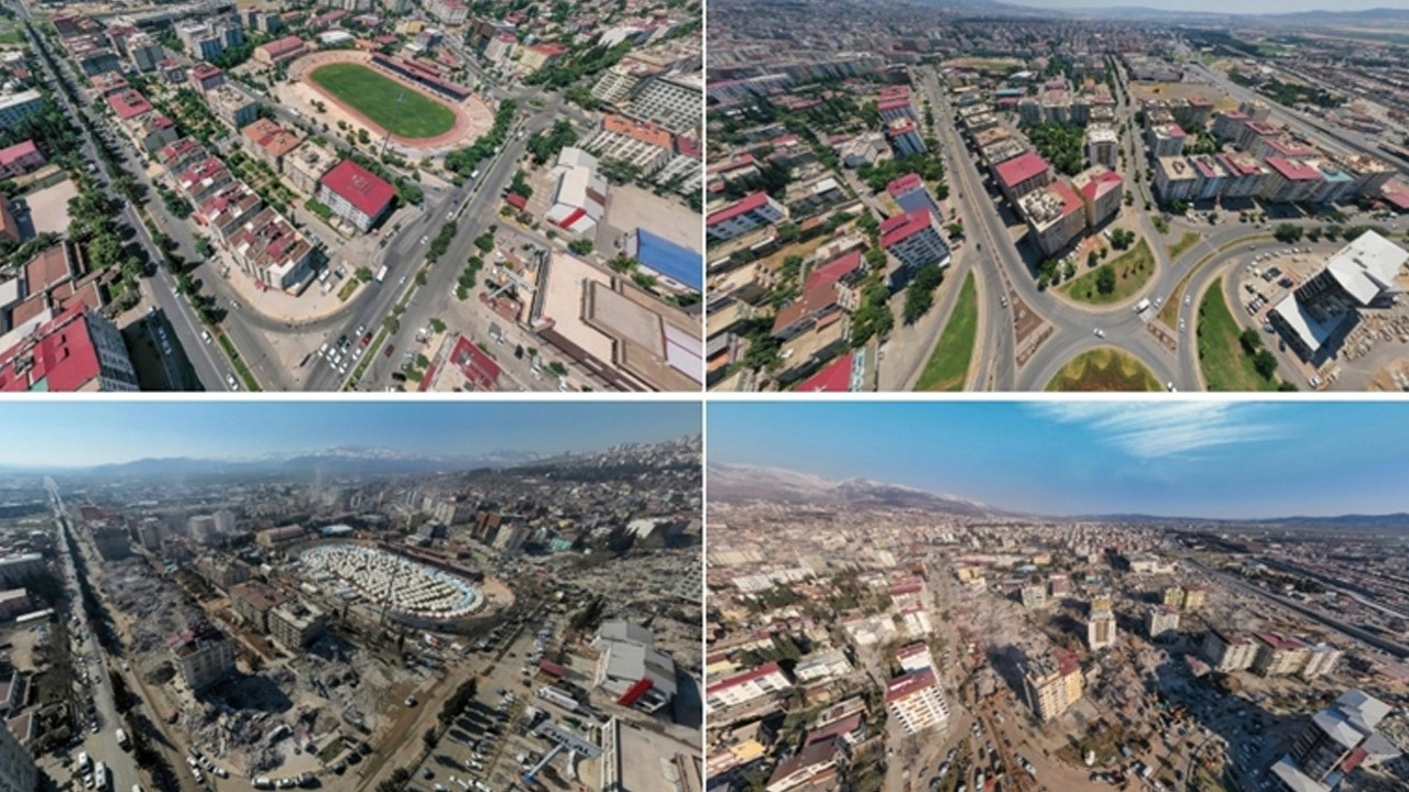 Öncesi ve sonrası... Kahramanmaraş şehir merkezindeki yıkımı gözler önüne seren fotoğraflar