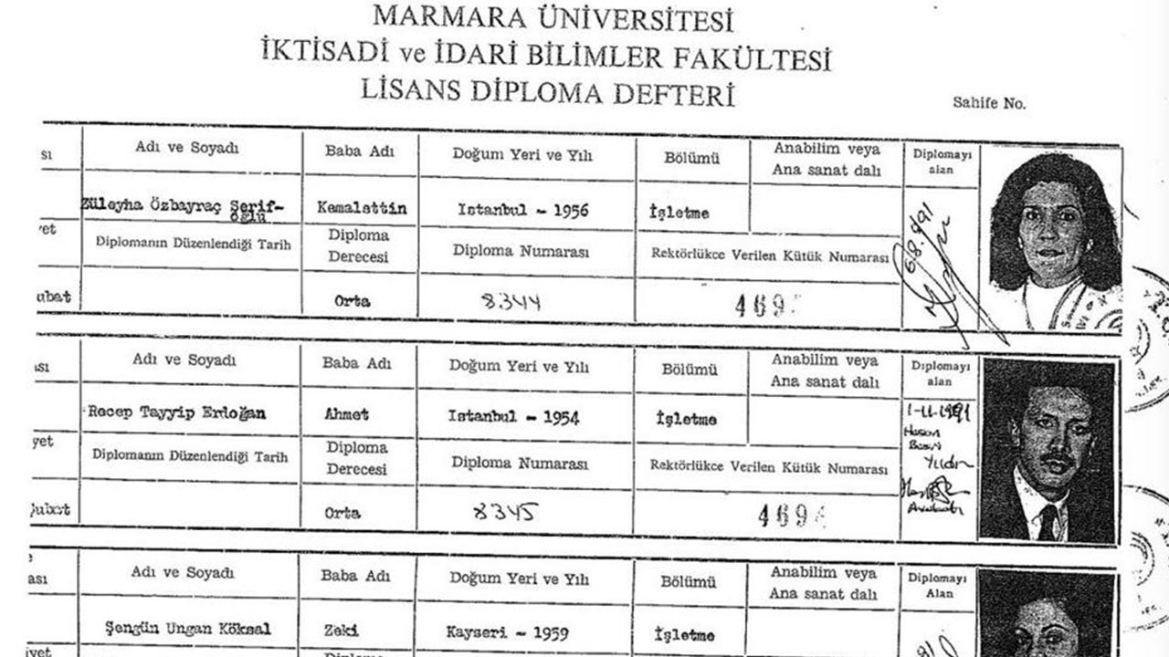 Cumhurbaşkanı Erdoğan'ın üniversite diploması