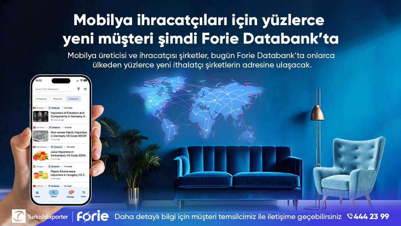 Mobilya ihracatçıları için yüzlerce yeni müşteri şimdi Forie Databank’ta