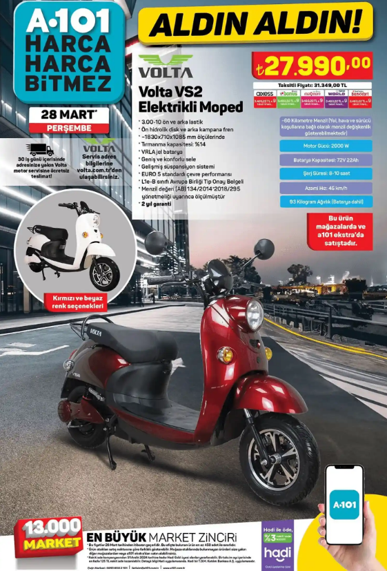 Yarın A101 markete Elektrikli Moped geliyor! A101 market 28 Mart 2024 aktüel ürünler kataloğu - Sayfa 3