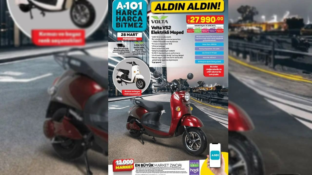 Yarın A101 markete Elektrikli Moped geliyor! A101 market 28 Mart 2024 aktüel ürünler kataloğu