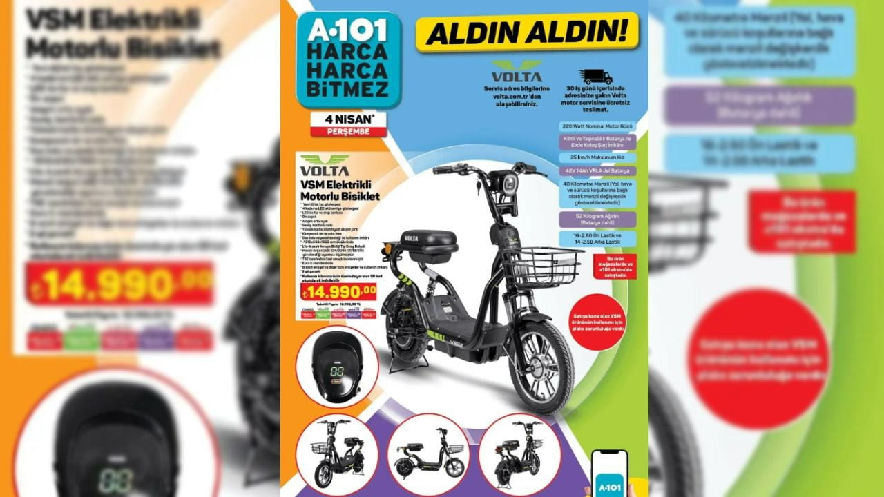 A101 markete bu hafta Elektrikli Motorlu Bisiklet Geliyor