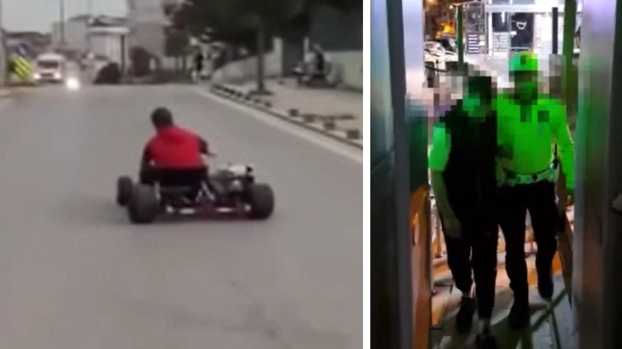 Trafikte karting aracıyla drift yaptı: Ceza aldı