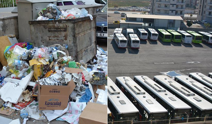 Diyarbakır'da çöpler toplanmadı, otobüsler çalışmadı